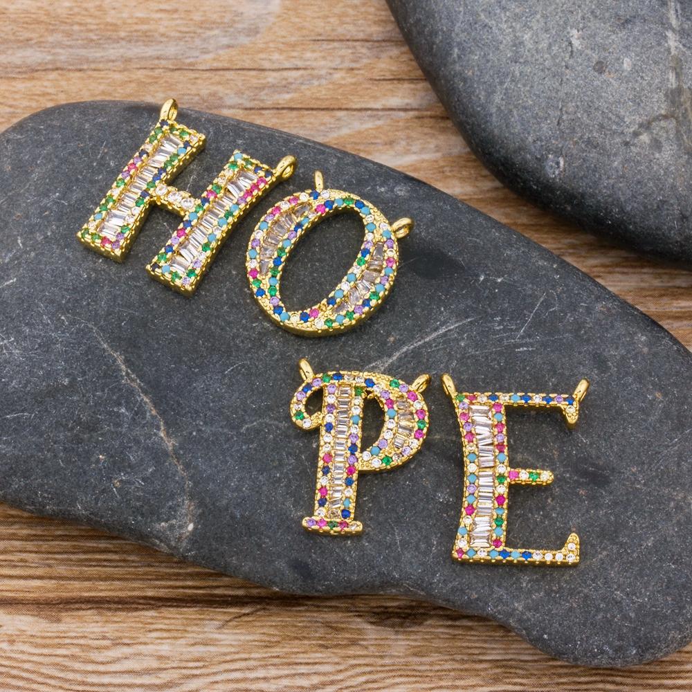 New Arrival Fashion Special Custom Design 26 Initial Letters Necklace Copper CZ Rainbow Pendant Best Family Name Jewelry Gift