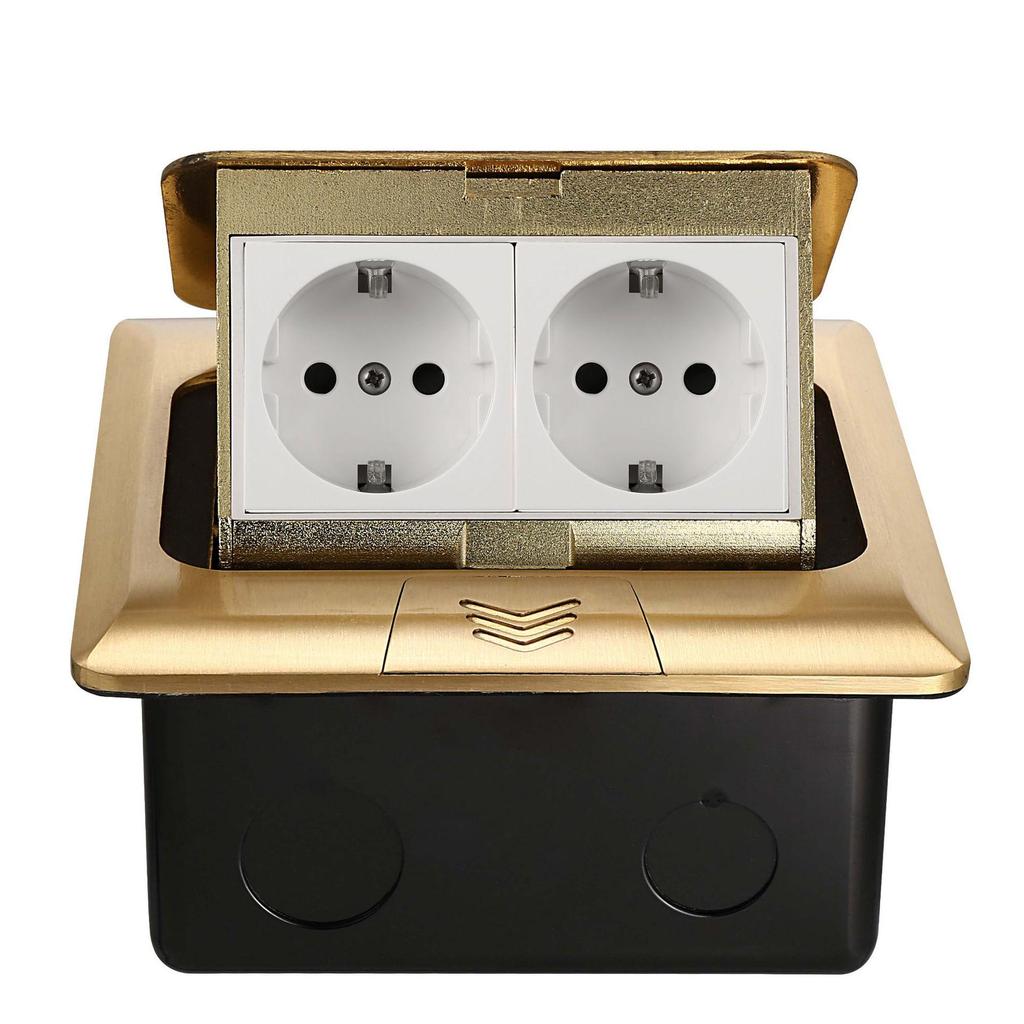 Gold Copper 145 Euro & Australian Standard Double Pop-up Floor Socket