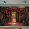 2D Red Flower Archway Backdrop Garden Wedding Photography Background Banner
