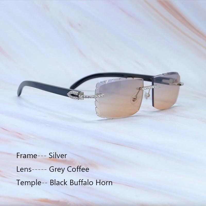 Buzlu Out Güneş Gözlükleri Elmas Kesim Şık Rhinestones Carter Siyah Manda Boynuzu Lüks Gözlük Vintage Güneş Gözlükleri Y2K Dekorasyon