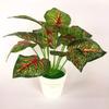 Bicolor Simulated Caladium Artificial Green Plant Potted Indoor Decoration