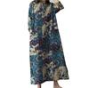 2023 Retro Print Cotton Linen Plus Size Women's Pullover Dress