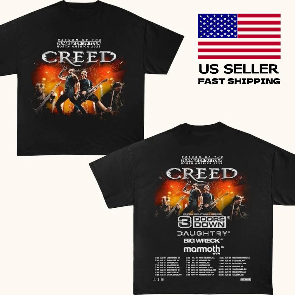 Новое Горячее !!! Creed Band Тур 2025 Тур Лето 99 Футболка Унисекс Футболка с принтом XXL
