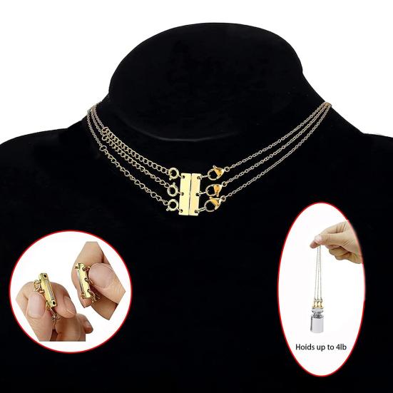 Multi Necklace Layering Clasp Magnetic Women Golden Silver Color Necklace Separator Multiple Jewelry Neck Chain Layering Closure