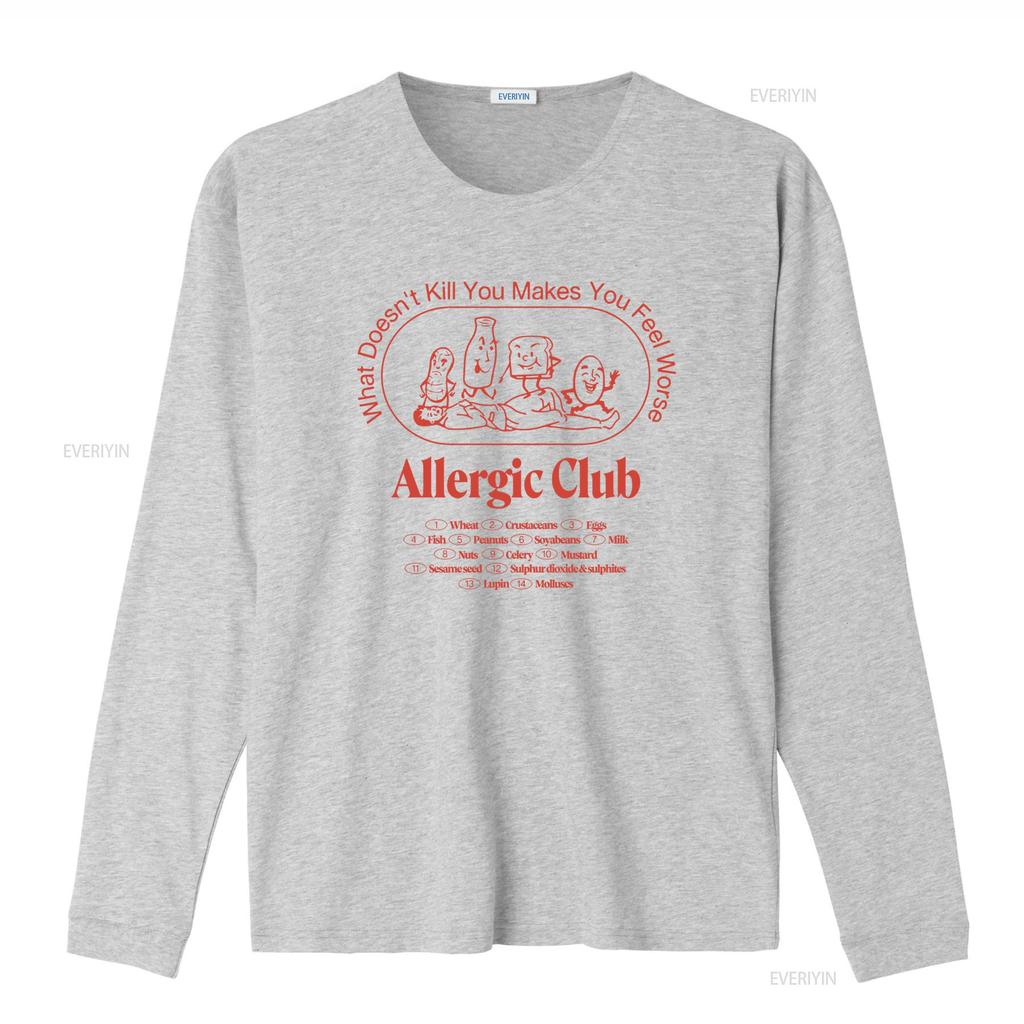 Allergic Club T Shirt Retro Vintage Design Perfect Birthday for Friends vintage Washed Stretched graphic Slightly homme Casual