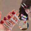 4pc Fashion Vintage Sweet and Cute Red Polka Dot Hair Clip with Side Hairband for Women Girls Hair Accessories Birthday Gift 6cm