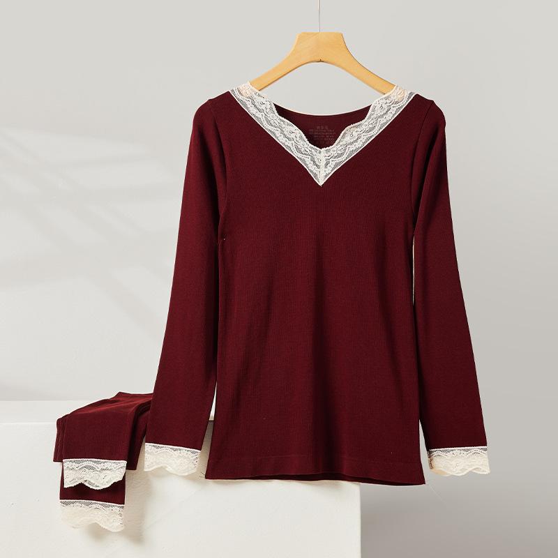 

Женский кружевной комплект теплого корректирующего нижнего белья из мериносовой шерсти One Size (80-140 kg)