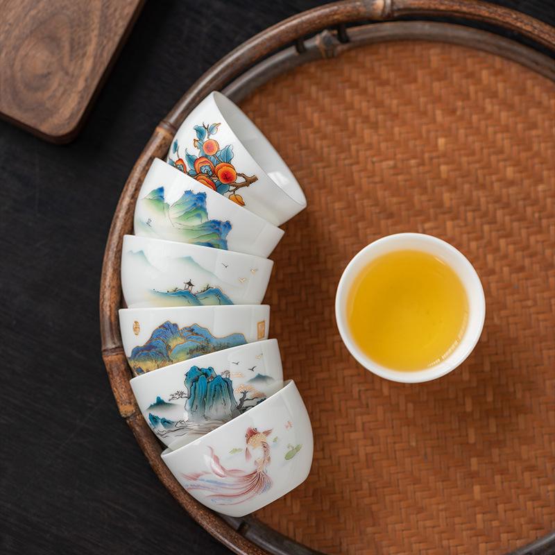 Suet Jade White Porcelain Ice Seed Cup Jade Porcelain Single Cup Set Kung Fu Meditation Cup Master Cup Personal Tea Cup