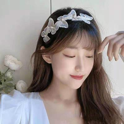 Super Pohádková Perlová Motýlí Čelenka Síťovaná Výšivka Čelenka Dívčí Sladké Vlasové Doplňky