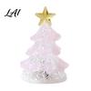 Handmade Crystal Figurine Glass Christmas Tree Lighted Figurine Mini Luminous Xmas Clear with Gold Star Night Light Art Tabletop Holiday Decoration