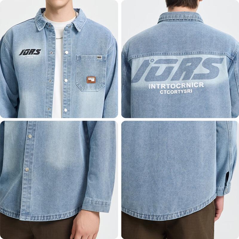 Mark Fairwhale Men's Letter Lapel Denim Jacket