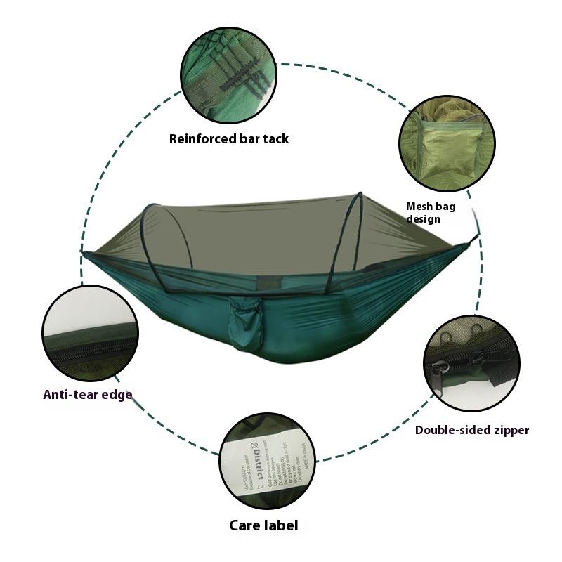 Outdoor Camping Hammock Anti-mosquito Anti-rollover With Mosquito Net Single Double Parachute Automatic Hanging Bed