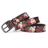 Printed Graffiti Leather Belt, Rose Skull Design, Personalized Male and Female Cowhide Leather Belt
