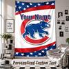 Wall Hanging Tapestry With Custom Name & Text, Chicago Cubs Decorative Tapestry For Bedroom