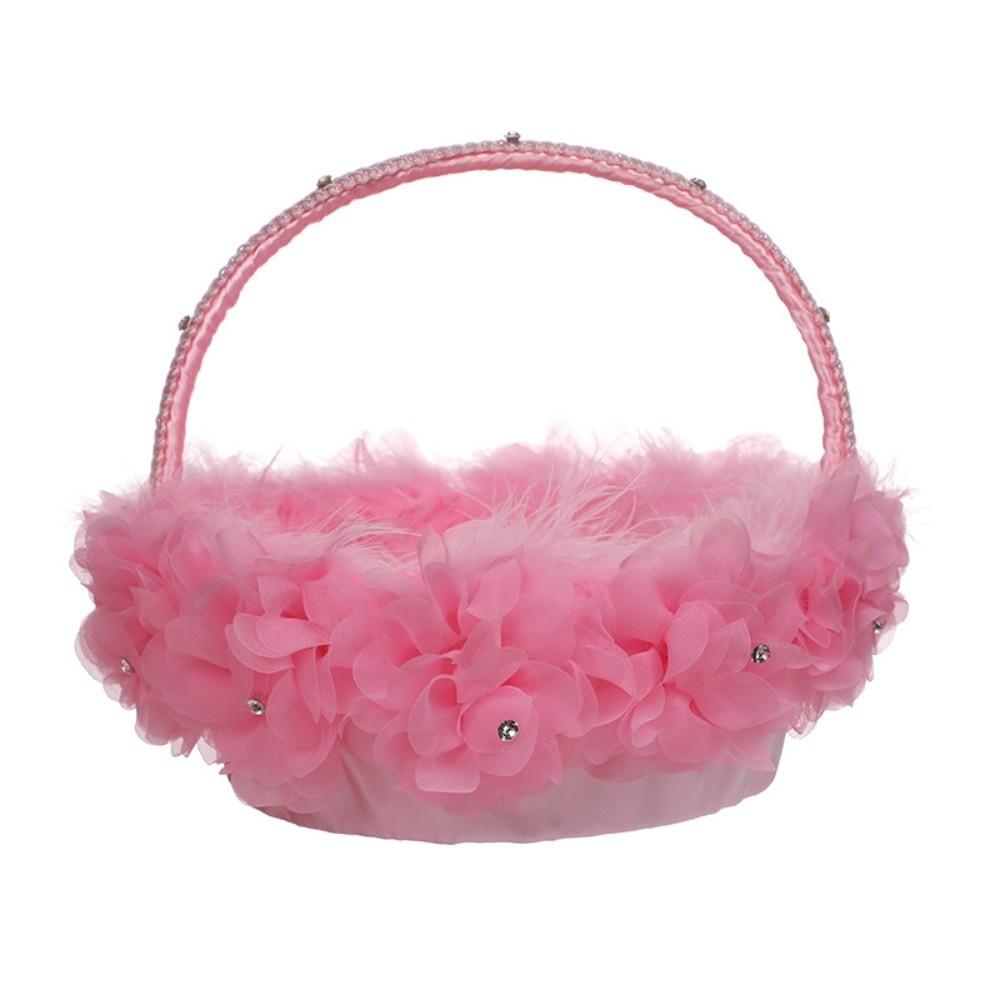 

Wedding Supplies Wedding Flower Basket Hand-held Handle Flower Basket Flower Basket Wedding розовый