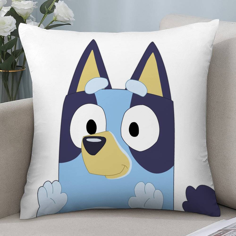 Cute Cartoon B-BlueyES Pillow Case Short Plush Double-sided Print Square Throw Pillow Covers Sofa Home Cushion Decor