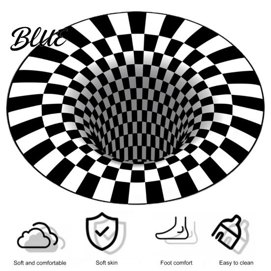 Geometric Anti-Skid Area Vision Bedroom Resistant Washable Carpet Wear Rug Round 3D Stereo Floor Mat