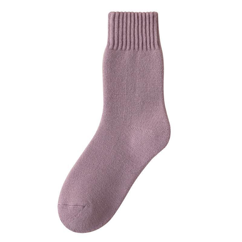 Women's Winter Mid-Tube Socks - Thick, Warm, Soft, Plus Velvet, Solid Colors, Imitation Cashmere, Versatile Casual Home Wear.