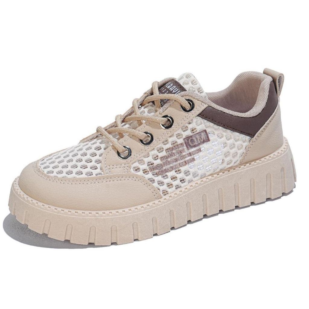 2026 mesh hollow breathable large mesh versatile sports shoes women's thick soles heightening casual board shoes HB7788