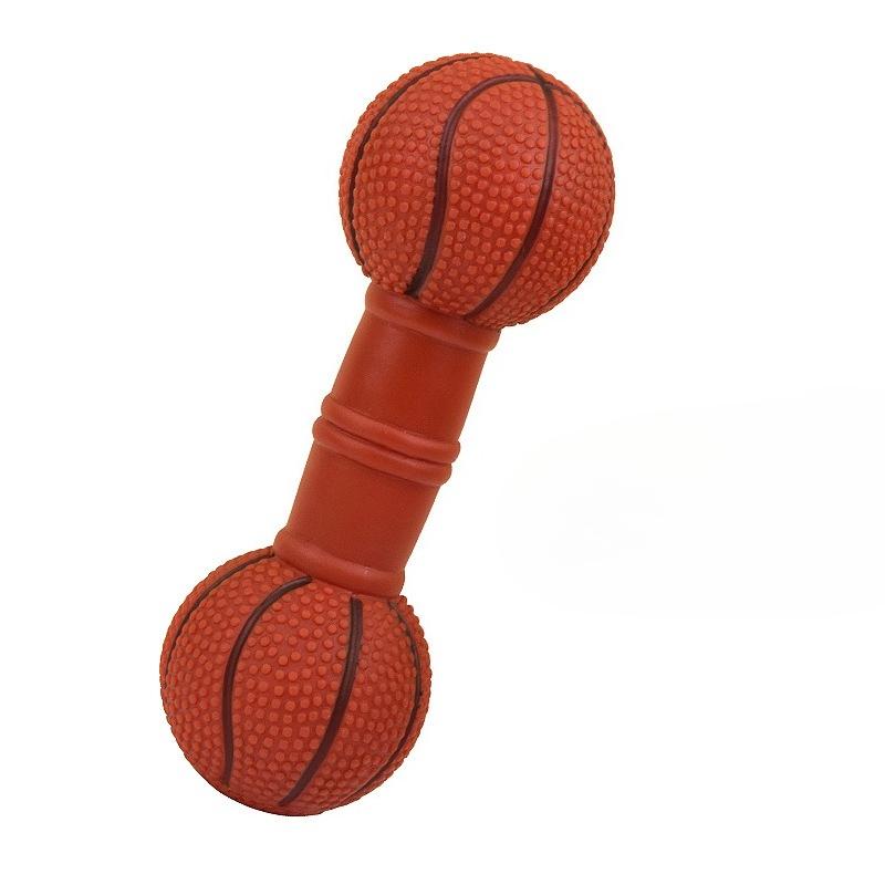 Pet Toys: Rubber-coated Sound-producing Basketball, Barbell, Chew-resistant Teething Ball-shaped Barbell, Dog Toy.