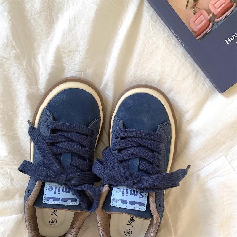 Retro Blue Thick Baseplate Shoes Women's Spring New Versatile Niche Design Sense Sports and Leisure Shoes