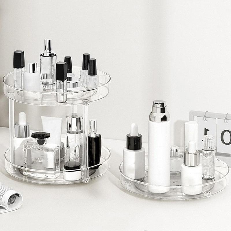 360Degree Rotatable Desktop Cosmetic Rack Bathroom Shelf Large-Capacity Perfume Aromatherapy Skin Care Product Storage Rack Organizer