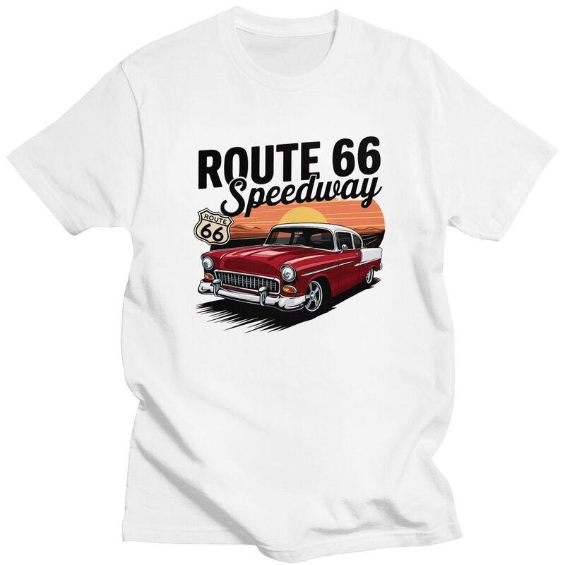 

Custom Americas Highway Route 66 T Shirt for Men Pure Cotton Tshirt Tee T-shirt Clothing Gift - Men s Summer Cotton Graphic Tee 5XL