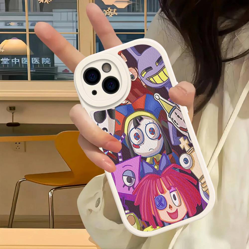 Étui de téléphone amusant en cuir A-Amazing D-Digital Circus Pour iPhone 16 15 14 Pro Max Plus 13 12 11 Housse en silicone