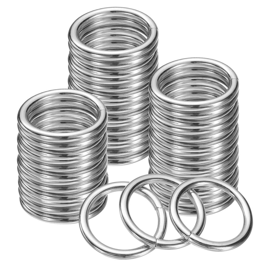 100pcs Metal O Rings Round Ring Buckle Small Welded Multipurpose Metal Rings for Camping Dog Luggage Belt Craft DIY Accessories Silver Tone [uxcell]