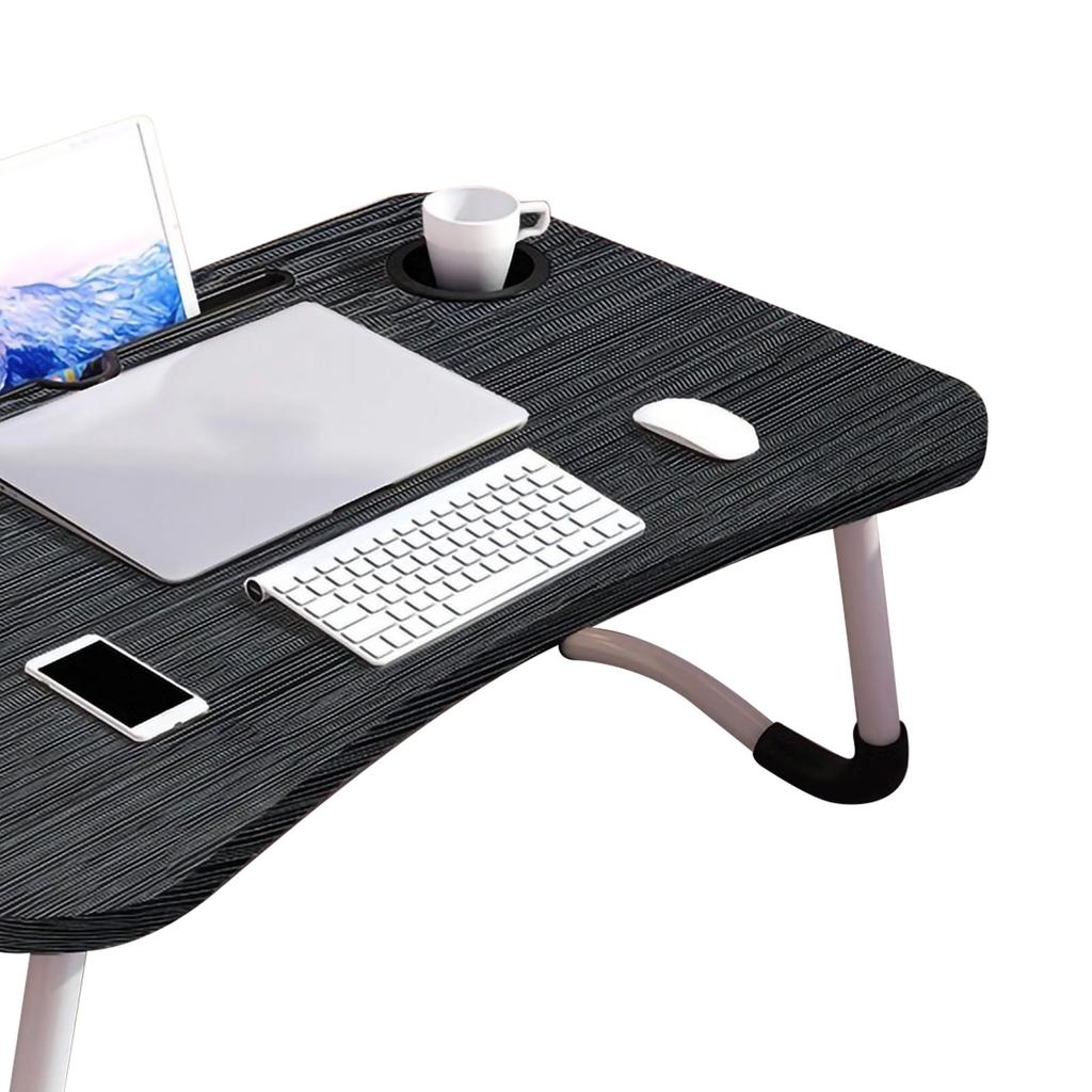 Kids Laptop Desk with Cup Holder Density Board Foldable Bed Table for Household Bedroom
