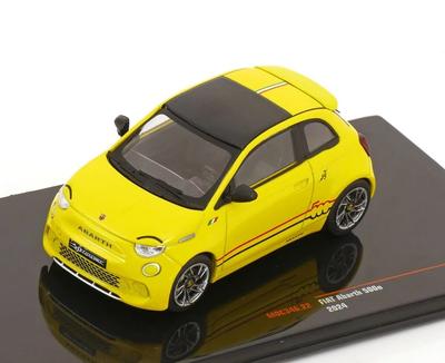 IXO Scale Fiat 500e Abarth 2024 Yellow Diecast Model Car 1/43