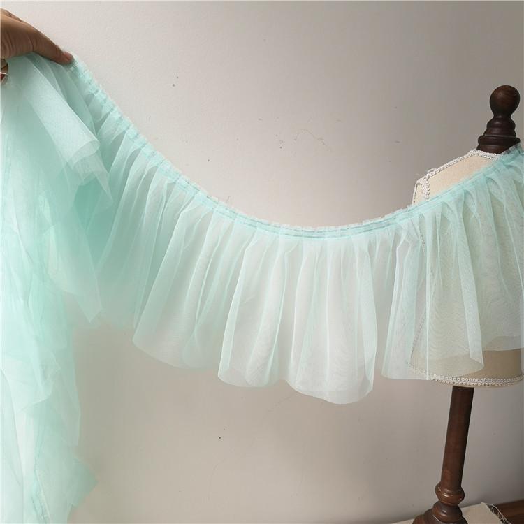 

Fluffy Pleated Mesh Cloth Widened Clothing Lace Fabric DIY Girls One-piece Multi-layer Cake Skirt Curtain Sewing Accessories 1 yard небо синє кольору