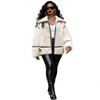 Womens Short Faux Shearling Jacket Winter Warm Oversized Lapel Coat Street Style Casual Outerwear