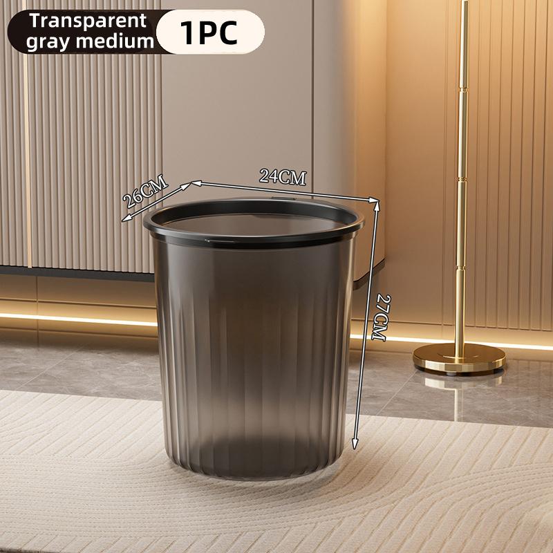 Large Household Plastic Transparent Garbage Bin High Aesthetic Pressure Ring Thick Paper Basket Kitchen Bathroom Living Room