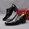 men luxury fashion patent leather shoes slip-on double buckle monk shoe pointed toe breathable loafers designer stylish footwear