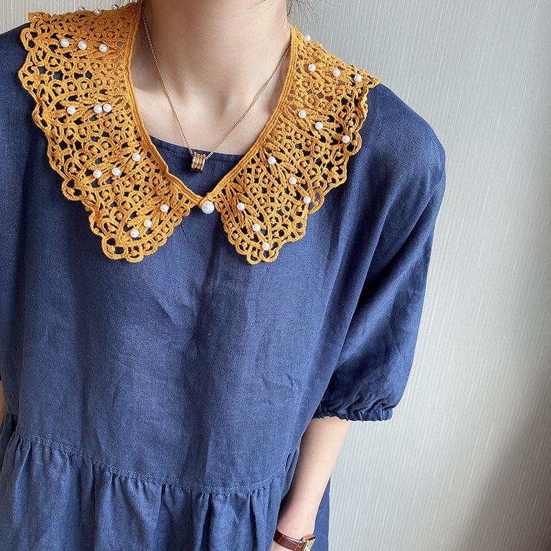 Korean Pearl Lace Shawl - Spring/Summer Sun Protection, Versatile Hollow Out False Collar, Cotton Outerwear