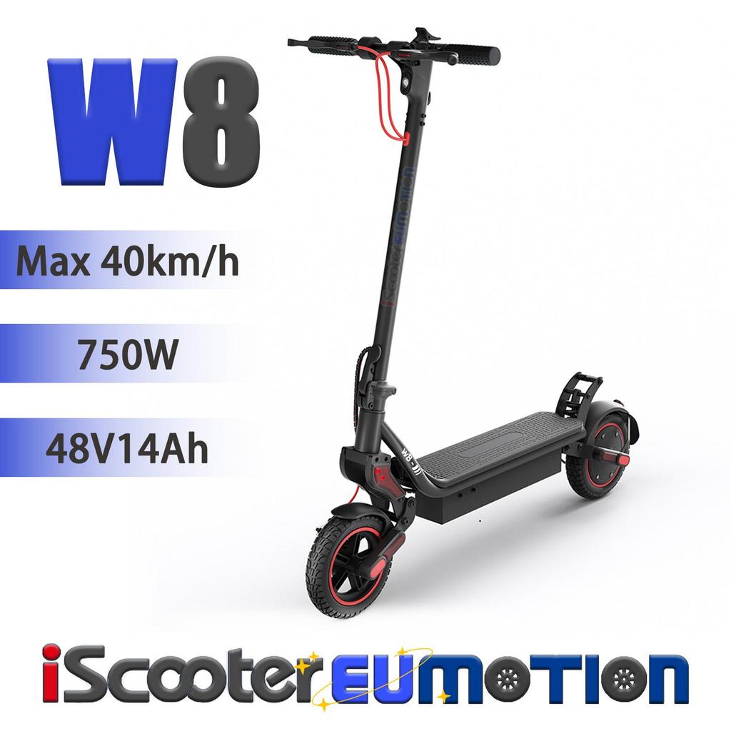 iScooter W8 Folding Electric Scooter with ambient light, 750W Motor, Up to 40km/h, 48V14Ah Battery, LCD Display, 9.3" Road Tires