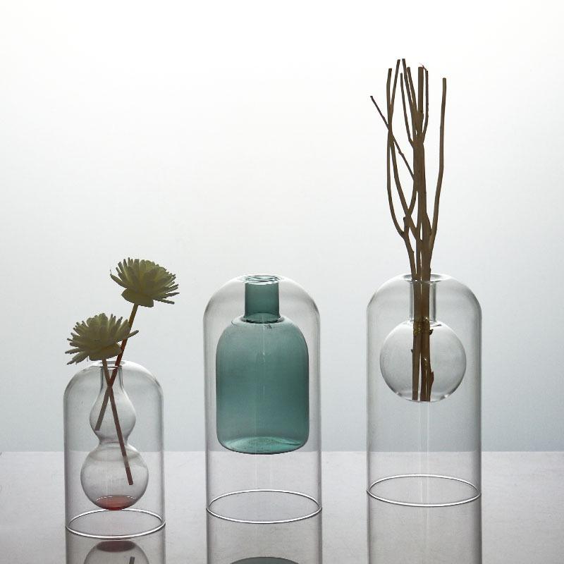 Hydroponic Flower Pot Small Bottle Double Layer Glass Aromatherapy Bottle