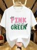 Wds0173creative Letter Printed Plus Size Unisexs Round Neck Tshirt Summer Casual Short Sleeved Top Street Fashion Versatile