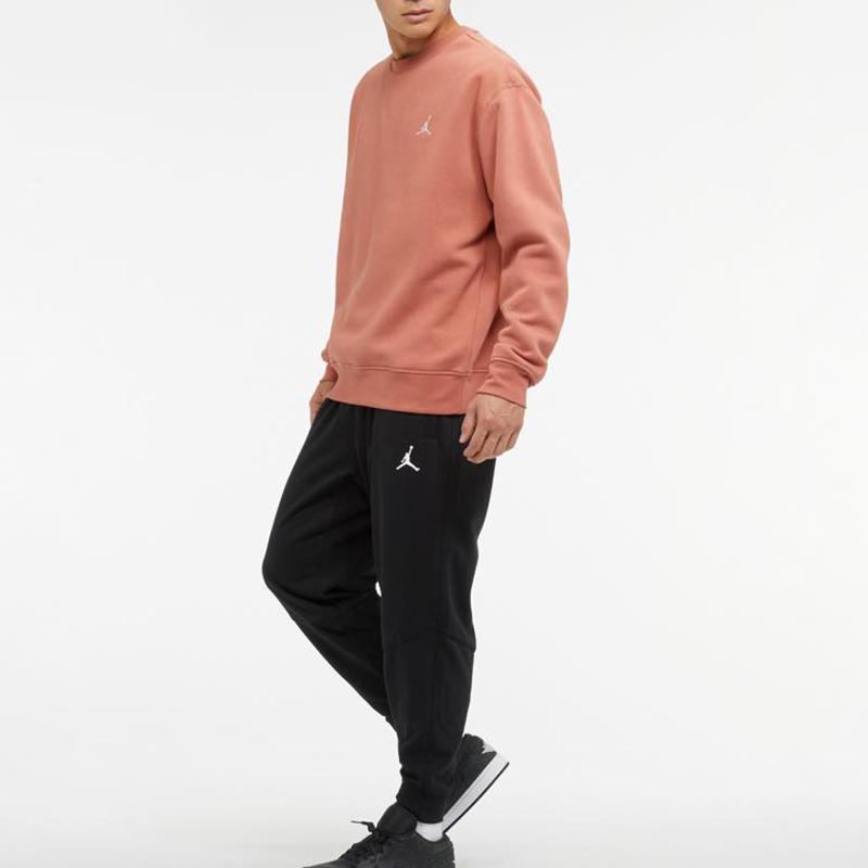 Jordan Logo Print Fleece-Lined Loose Fit Crewneck Sweatshirt Men Tops Orange FJ7777-810