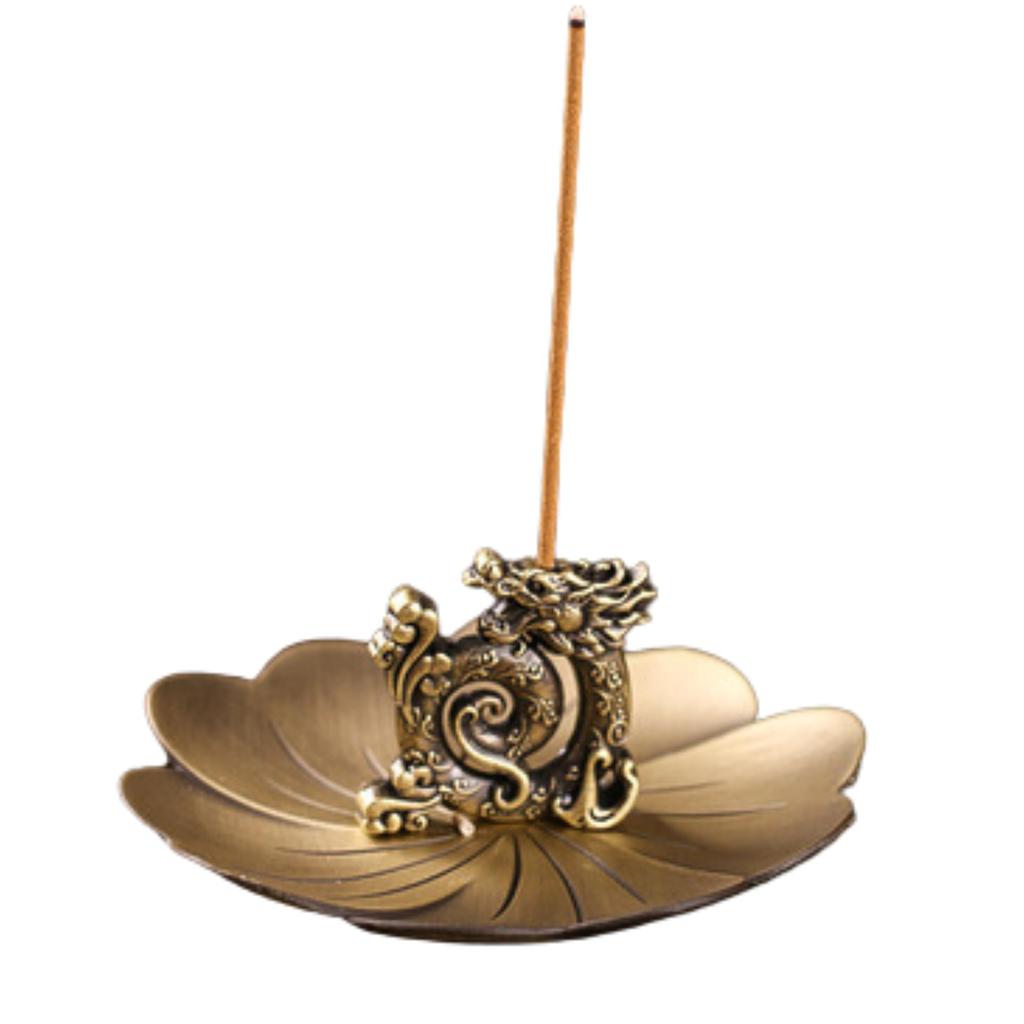 NASSIA Dragon Incense Holder, for Buddhist Altars, Zodiac Decoration, Compact Incense Holder, Meditation (Copper)