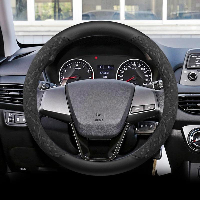 Suede O Round Type Car Steering Wheel Cover for Hyundai Celesta Elantra Verna Anti Slip Decoration Handle Wrap Protector Holder
