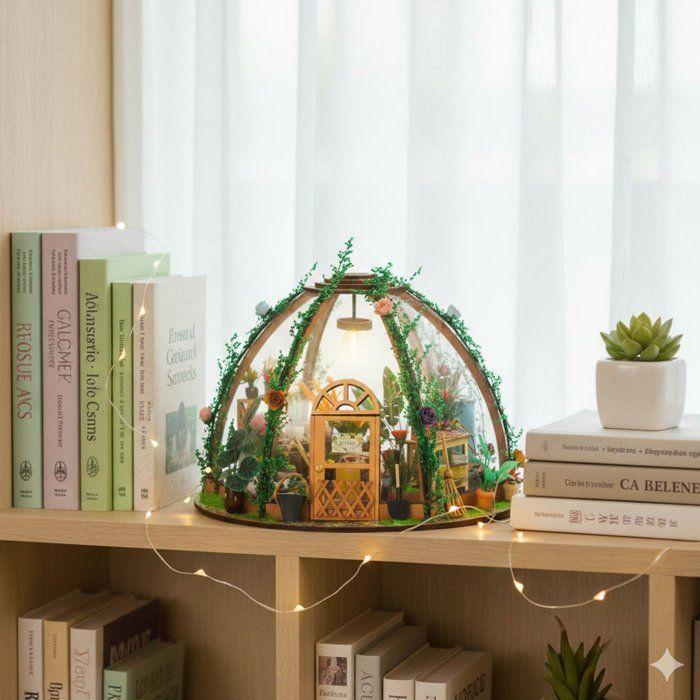 Book Nook - Kit DIY a construir Maquete 3D Estante de Livros - Linda Pérgola Green Nook - 22 x 22 x 17 cm