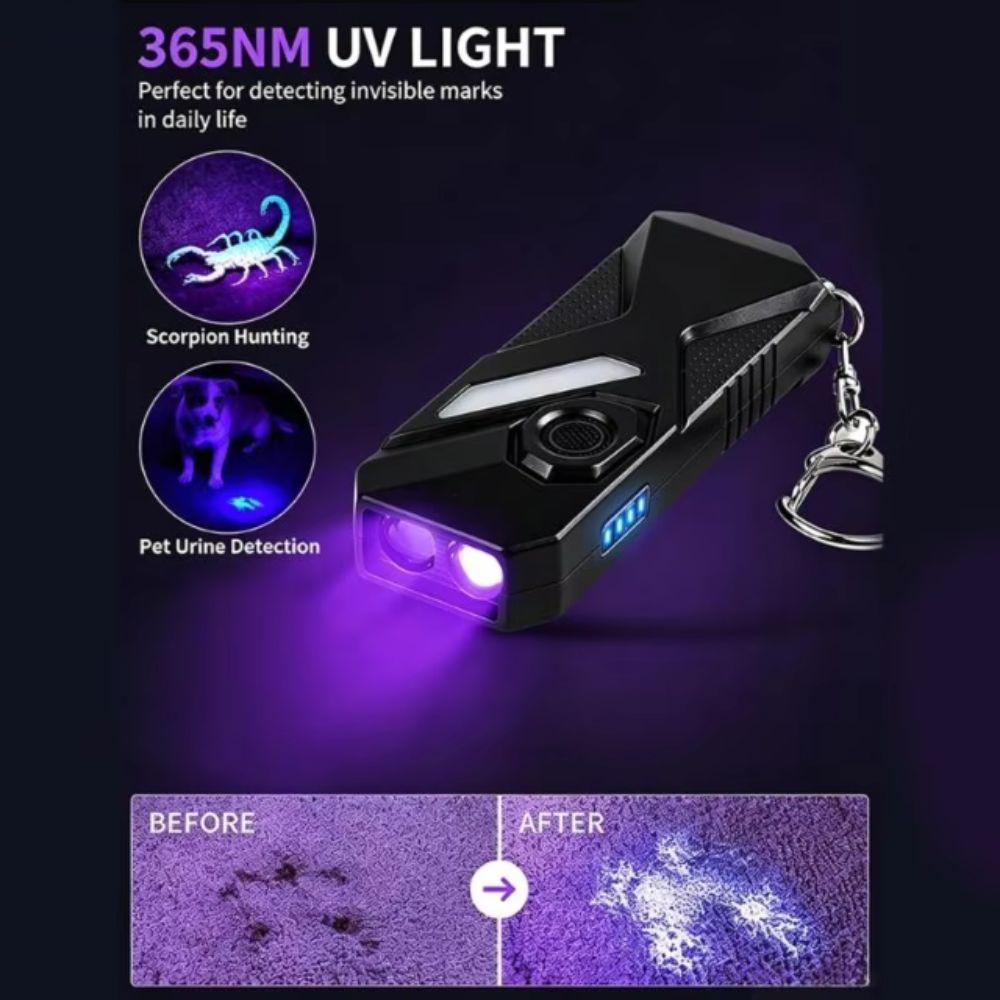 Double Front Lights Detection Lamp USB C Mini Flashlight Atmosphere Keychain Lamp  Outdoor Use