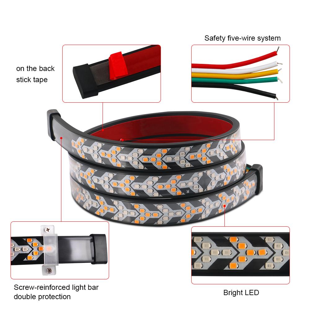 Car Truck LED Tailgate lights Strip Turn Signal Lamp Flowing Dynamic Warning Brake Reverse Tail light Bar For Pickup Jeep 12V24V