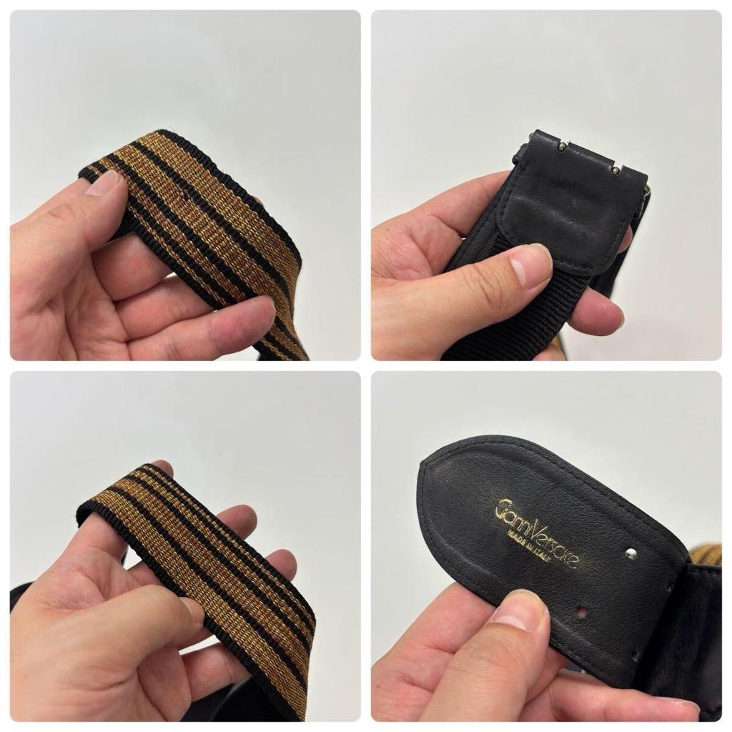 Used GIANNI VERSACE Gianni Versace Gold Line Combination Belt Made In Italy Size Total Length 168.5cm Width 3.7cm 807-0005