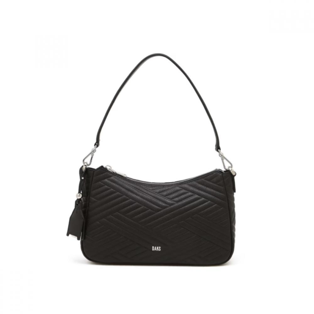 Daks Black Cowhide Shoulder Bag With Logo Decoration Dcba6f372bk