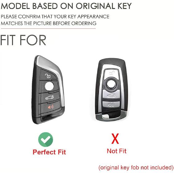 Leather Key Fob Cover for BMW 1 3 4 5 7 Series X1 X3 X4 X5 X6 X7 330i 530i 540i 730i 2018- Smart Key Case Holder Accessories (Blue)