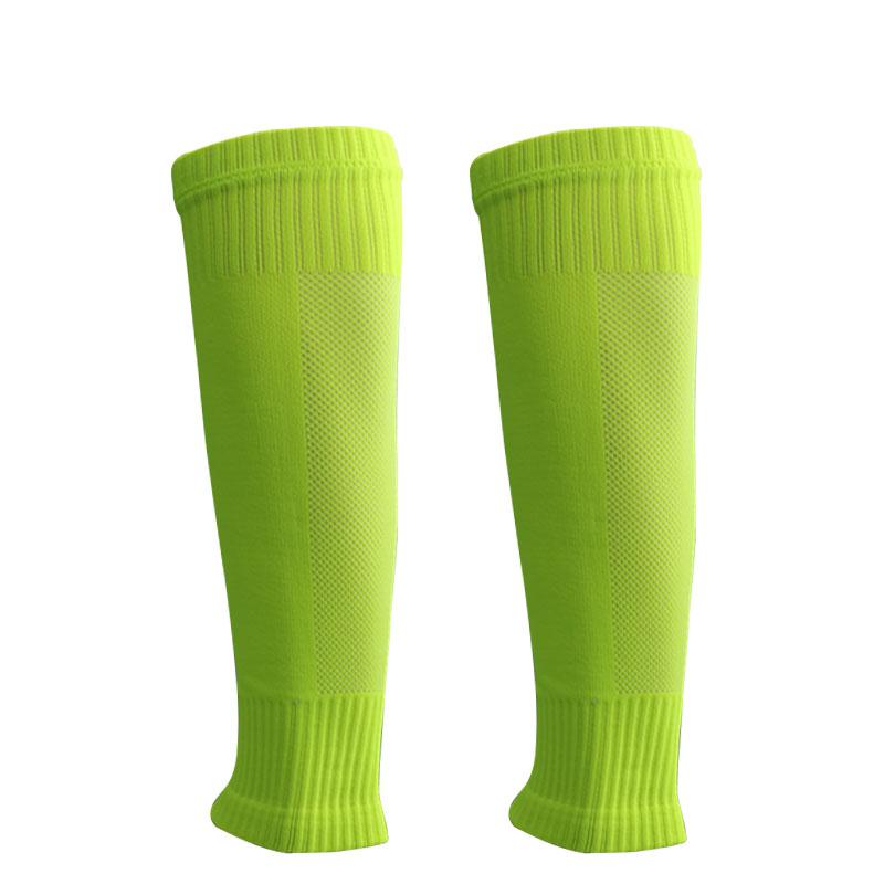 1 Paar Fußballsocken Atmungsaktiv Ohne Füße Socken Professionelle Schienbeinschoner Fixierter Beinbereich Beheizung Füße Paket Zur Verwendung Wadenschutz fluoreszierende grün