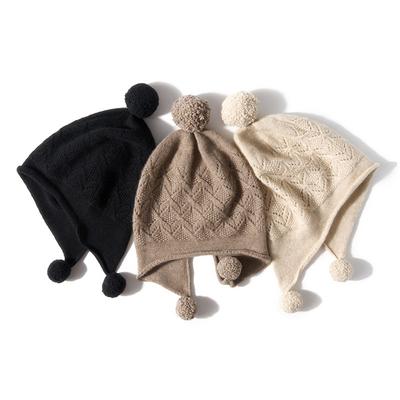 Cashmere Hat Autumn and Winter New Style Women's Pom Pom Twisted Casual Ear Protecting Pile Hat Thickened Knitted Hat